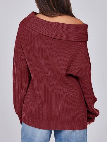 Saodimallsu Womens Off The Shoulder Sweater Top Oversized 2024 Fall Batwing Boat Neck Knit Sexy Casual Pullover in Kuwait