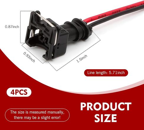 4 PCS CSpecification Fuel Injector Wiring Harness, Copper Core Plug, with Extended Tail Wiring Harness, Universal for Most Cars (Black) in Saudi Arabia