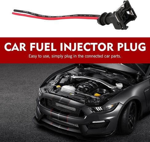 4 PCS CSpecification Fuel Injector Wiring Harness, Copper Core Plug, with Extended Tail Wiring Harness, Universal for Most Cars (Black) in Saudi Arabia