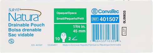 Convatec Surfit Natura Dristable Bagous ، 10 بوصة غير شفاف مع لوحة راحة ثنائية الجوانب ، النموذج رقم: 401507 ، الحجم: 45 مم - 10/صندوق in Saudi Arabia