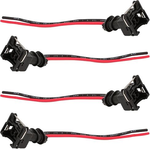 Fuel Injector Connector, Waterproof Shell + Copper Core Plug, Standard Specification Injector Socket with Extended Pigtail Wiring Harness, Universal for Cars (Black #Pack-8) in Kuwait