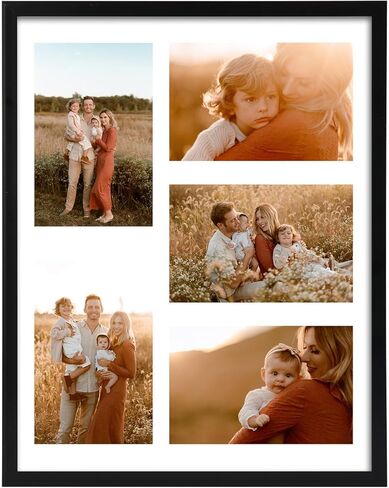 PHAREGE 4 حزمة إطار صورة مجمعة 5x7 5 فتحات، 12x15 إطار ملصق أسود مجموعة من 4، عرض صور زفاف عائلية أفقية أو عمودية على الحائط in Kuwait