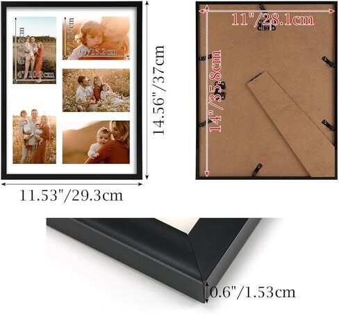 PHAREGE 4 حزمة إطار صورة مجمعة 5x7 5 فتحات، 12x15 إطار ملصق أسود مجموعة من 4، عرض صور زفاف عائلية أفقية أو عمودية على الحائط in Kuwait