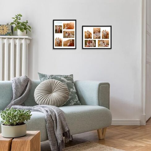 PHAREGE 4 حزمة إطار صورة مجمعة 5x7 5 فتحات، 12x15 إطار ملصق أسود مجموعة من 4، عرض صور زفاف عائلية أفقية أو عمودية على الحائط in Kuwait