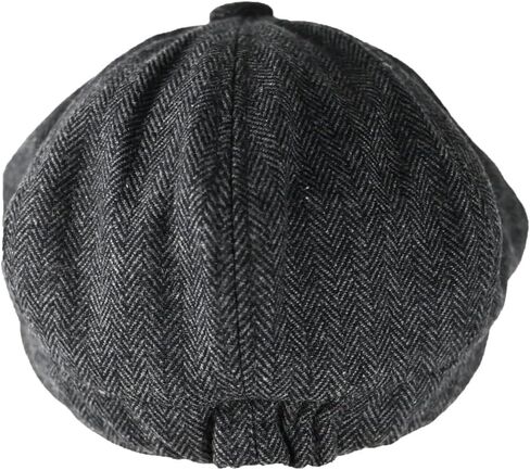 Men's Wool Blend Newsboy Cap Herringbone Cabbie Tweed Beret Flat Irish Ivy Driving Hat with Razor Blade Pin Badge in Saudi Arabia