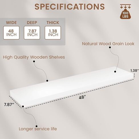 Deeper & Thicker Floating Shelves for Wall, Bathroom Shelves 24 inches Long Floating Shelf for Wall Set of 2, Over Toilet Wall Mounted Farmhouse, Rustic Brown in Kuwait