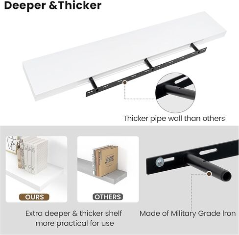 Deeper & Thicker Floating Shelves for Wall, Bathroom Shelves 24 inches Long Floating Shelf for Wall Set of 2, Over Toilet Wall Mounted Farmhouse, Rustic Brown in Kuwait