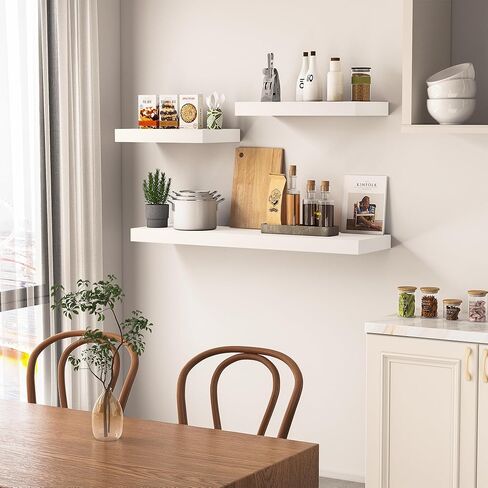 Deeper & Thicker Floating Shelves for Wall, Bathroom Shelves 24 inches Long Floating Shelf for Wall Set of 2, Over Toilet Wall Mounted Farmhouse, Rustic Brown in Kuwait