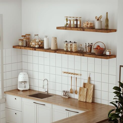 Vivelove White Floating Shelves 12 Inches Deep, [Wood Grain Texture] 36x12 Floating Shelves for Wall with Invisible Brackets, Room Shelves for Living Room Bedroom Kitchen Office, Set of 2 in Saudi Arabia