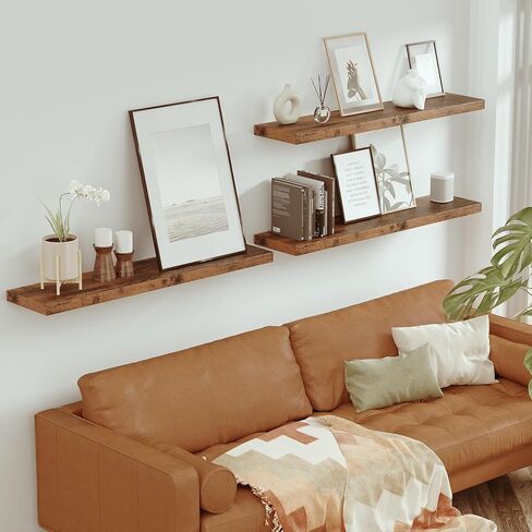 Vivelove White Floating Shelves 12 Inches Deep, [Wood Grain Texture] 36x12 Floating Shelves for Wall with Invisible Brackets, Room Shelves for Living Room Bedroom Kitchen Office, Set of 2 in Saudi Arabia