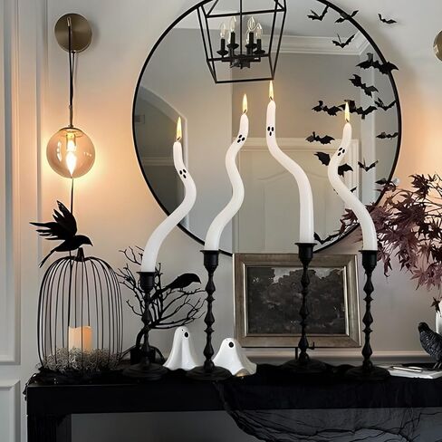 ديكورات الهالوين الداخلية - 4 حزمة شبح لطيف شبح شموع - القطع المركزية الهالوين للجداول - تزيين الشمعة الملتوية لطاولة الرفخ - أشباح أشباح أكثر in Kuwait