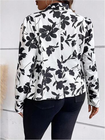 Wdirara Women's Plus Size Floral Print Blazer Shawllar Open Front Long Sleeve Jacket in Saudi Arabia