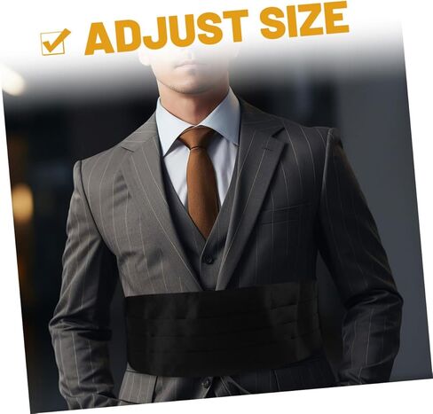 2pcs قابلة للتعديل رجال tuxedo cummerbund الخصر الرسمي لحفلات الزفاف الأطراف الصلبة ساتان حزام مريح مناسبة للخصر in Kuwait