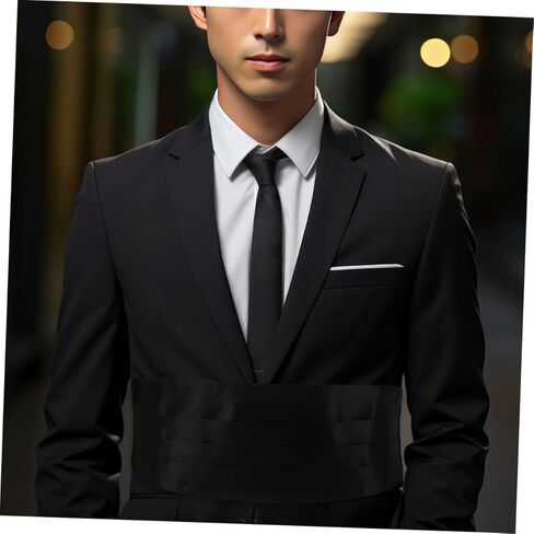 2pcs قابلة للتعديل رجال tuxedo cummerbund الخصر الرسمي لحفلات الزفاف الأطراف الصلبة ساتان حزام مريح مناسبة للخصر in Kuwait