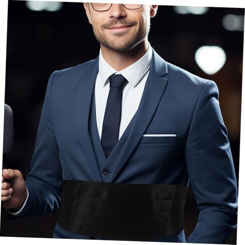 2pcs قابلة للتعديل رجال tuxedo cummerbund الخصر الرسمي لحفلات الزفاف الأطراف الصلبة ساتان حزام مريح مناسبة للخصر in Kuwait