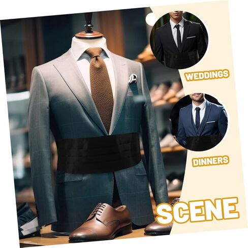 2pcs قابلة للتعديل رجال tuxedo cummerbund الخصر الرسمي لحفلات الزفاف الأطراف الصلبة ساتان حزام مريح مناسبة للخصر in Kuwait