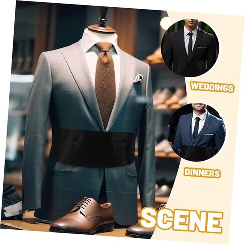 homoyoyo 2pcs الرجال الصلبة cummerbund ساتان قابلة للتعديل حزام الساتان لحفلات الأطراف الرسمية لحفلات الزفاف والأطراف دعم الخصر لدعم البدلات in Kuwait