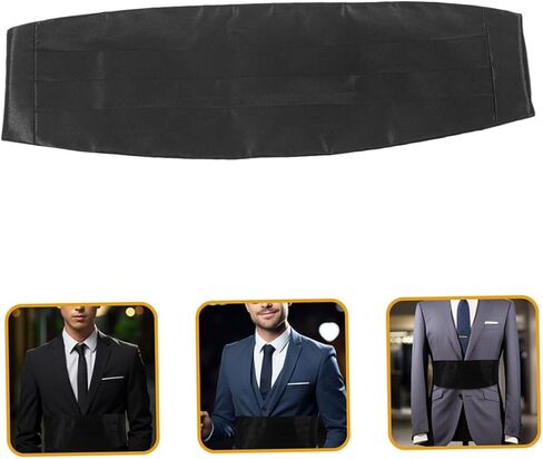homoyoyo 2pcs الرجال الصلبة cummerbund ساتان قابلة للتعديل حزام الساتان لحفلات الأطراف الرسمية لحفلات الزفاف والأطراف دعم الخصر لدعم البدلات in Kuwait