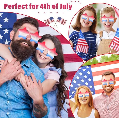 10Pcs 4th of July Glasses Fourth of July Decorations Heart Shaped Sunglasses Rimless Fun Patriotic Sunglasses for Independence Day Accessories USA Red White Blue Party Favors Women Men Kids in Saudi Arabia