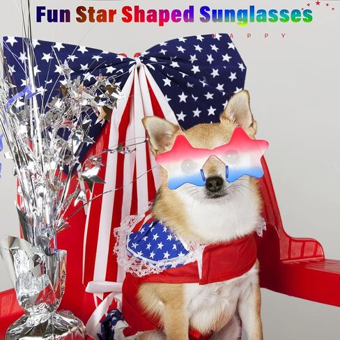 10Pcs 4th of July Glasses Fourth of July Decorations Heart Shaped Sunglasses Rimless Fun Patriotic Sunglasses for Independence Day Accessories USA Red White Blue Party Favors Women Men Kids in Saudi Arabia