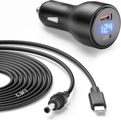 Cable Starlink Mini USB C Power Cable 5.9ft 3 in 1 Starlink Mini Car Adapter DC Power Cable وشاحن السيارات ذكي Boost 12V إلى 20V/100W مع عرض رقمي USB C PD 100W و USB A 18W منفذ 1.8M in Kuwait