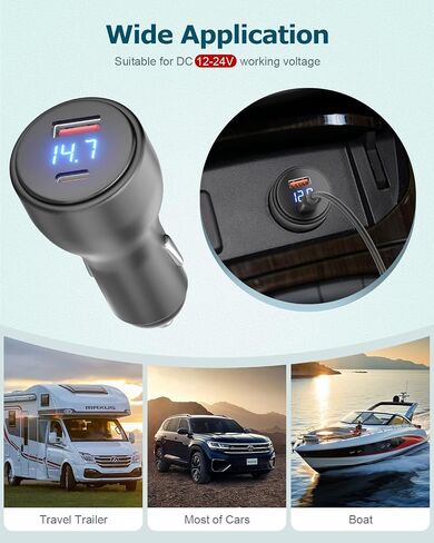Cable Starlink Mini USB C Power Cable 5.9ft 3 in 1 Starlink Mini Car Adapter DC Power Cable وشاحن السيارات ذكي Boost 12V إلى 20V/100W مع عرض رقمي USB C PD 100W و USB A 18W منفذ 1.8M in Kuwait