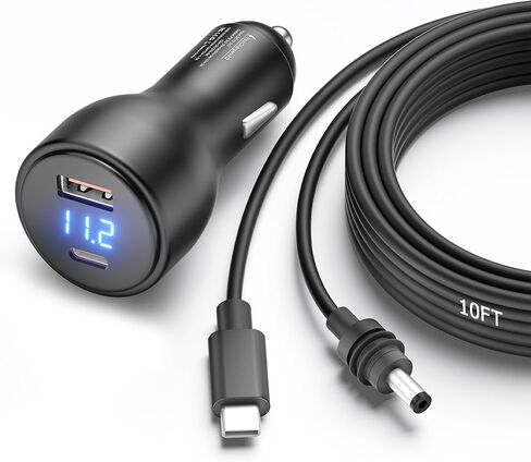 Cable Starlink Mini USB C Power Cable 5.9ft 3 in 1 Starlink Mini Car Adapter DC Power Cable وشاحن السيارات ذكي Boost 12V إلى 20V/100W مع عرض رقمي USB C PD 100W و USB A 18W منفذ 1.8M in Kuwait
