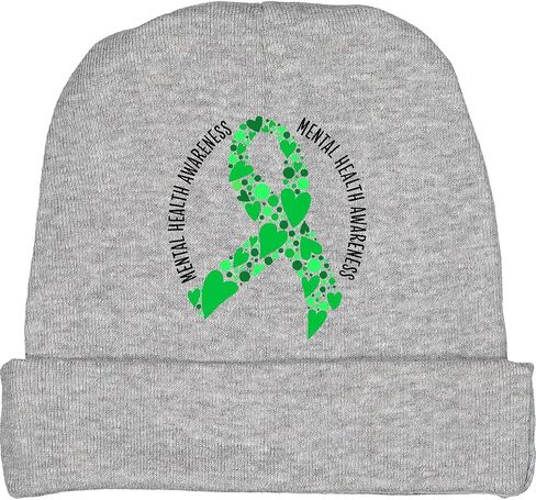 inktastic Mental Health Awareness Green Ribbon Made of Hearts Baby Beanie Hat in Saudi Arabia