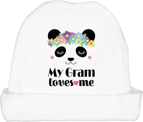 inktastic My Gram Loves Me Granddaughter Panda Baby Beanie Hat in Saudi Arabia