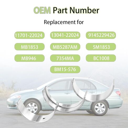 Main Rod Bearing for Toyota Celica 1.8L L4 2000-2005, Pontiac Vibe 1.8L L4 2003-2008, Toyota Corolla 1.8L L4 1998-2008 Replacement for 11701-22024 13041-22024 MB1853 20PCS in Kuwait