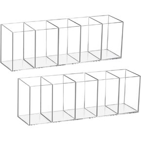 حامل فرشاة مكياج من الأكريليك، منظم حامل أقلام الرصاص المكتبي الشفاف، 4 مقصورات ملحقات القرطاسية وحزم المشروبات منظم العلبة للمنزل والمكتب والحمام والمطبخ in Kuwait