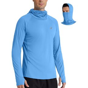 Roadbox UPF 50+ Men's Hooded Fishing Shirts, Long Sleeve UV Sun Protection Hoodie Hiking Running Swim Rash Guard with Mask in Saudi Arabia
