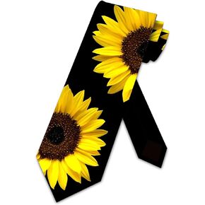 Three Rooker Sunflower Ties Mens Floral Necktie Yellow Flower Tie in Kuwait