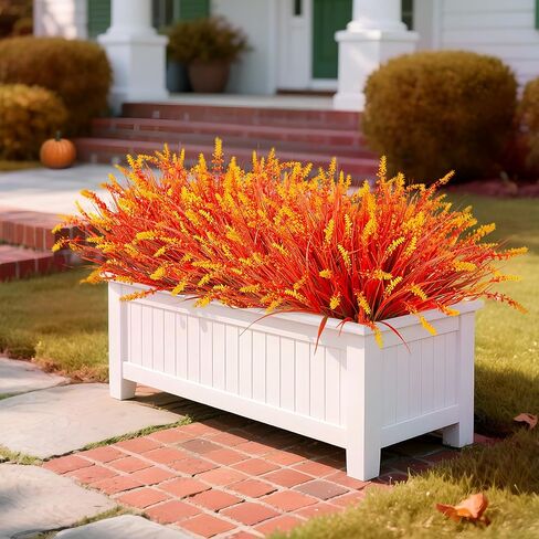 24 Pcs Artificial Faux Plants for Outdoor Spring Decoration, Fake Monkey Grass for Garden Porch Balcony Planters, Fake Greenery Shrubs UV Resistant No Fade Plants Bush for Pathway(Purple) in Kuwait