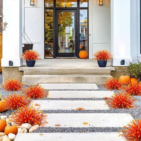 24 Pcs Artificial Faux Plants for Outdoor Spring Decoration, Fake Monkey Grass for Garden Porch Balcony Planters, Fake Greenery Shrubs UV Resistant No Fade Plants Bush for Pathway(Purple) in Kuwait