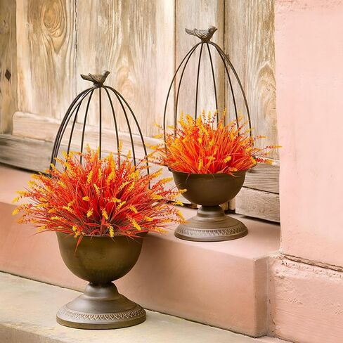 24 Pcs Artificial Faux Plants for Outdoor Spring Decoration, Fake Monkey Grass for Garden Porch Balcony Planters, Fake Greenery Shrubs UV Resistant No Fade Plants Bush for Pathway(Purple) in Kuwait