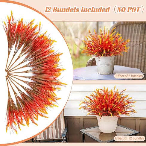 24 Pcs Artificial Faux Plants for Outdoor Spring Decoration, Fake Monkey Grass for Garden Porch Balcony Planters, Fake Greenery Shrubs UV Resistant No Fade Plants Bush for Pathway(Purple) in Kuwait