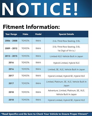 Detroit Axle - مجموعة الفرامل لعام 2006-2018 Toyota Rav4 [W/3rd Row Seating] دوارات فرامل القرص منصات الفرامل السيرامي in Kuwait