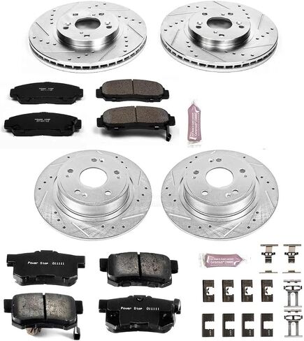 Power Stop K2743 Front and Rear Z23 Carbon Fiber Brake Pads with Drilled & Slotted Brake Rotors Kit For Honda Accord 2006-2007 [Model Specific] in Saudi Arabia