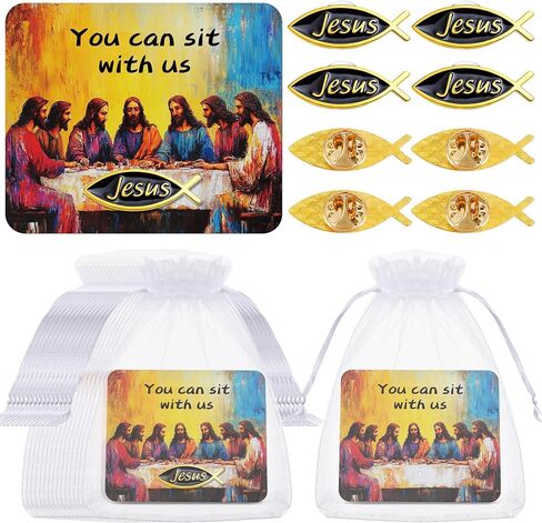 Honoson 24 Packs Jesus Fish Christian Lapel Pin Religious Jesus Fish Enamel Pins with Card for Christian Theme Sunday School VBS Church Gatherings Bible Study Groups Supply in Saudi Arabia