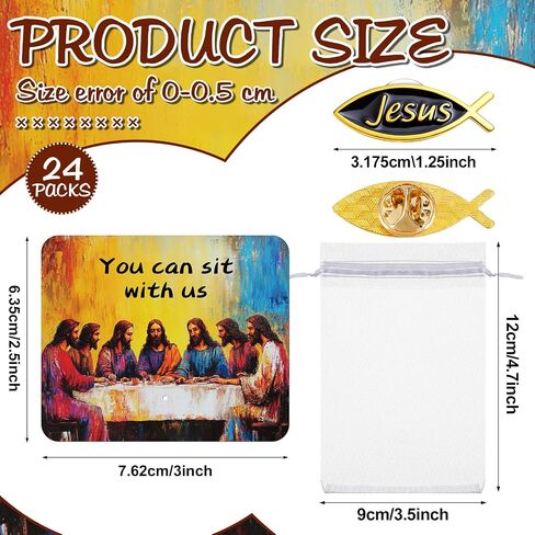 Honoson 24 Packs Jesus Fish Christian Lapel Pin Religious Jesus Fish Enamel Pins with Card for Christian Theme Sunday School VBS Church Gatherings Bible Study Groups Supply in Saudi Arabia