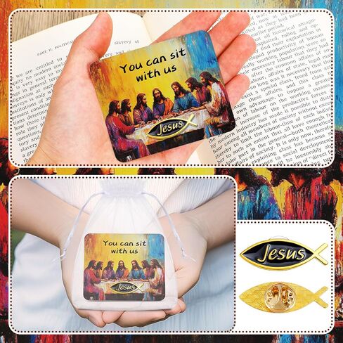 Honoson 24 Packs Jesus Fish Christian Lapel Pin Religious Jesus Fish Enamel Pins with Card for Christian Theme Sunday School VBS Church Gatherings Bible Study Groups Supply in Saudi Arabia