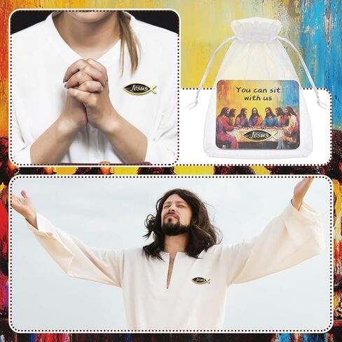 Honoson 24 Packs Jesus Fish Christian Lapel Pin Religious Jesus Fish Enamel Pins with Card for Christian Theme Sunday School VBS Church Gatherings Bible Study Groups Supply in Saudi Arabia
