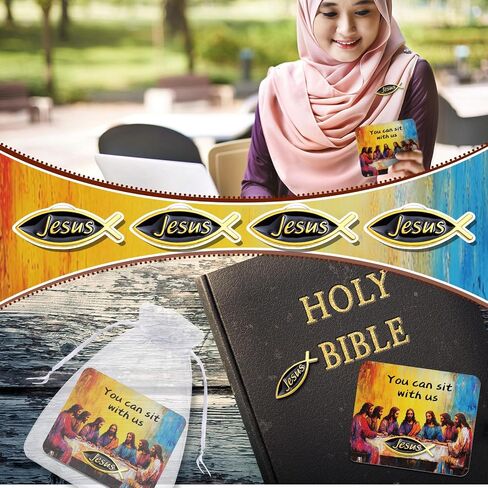 Honoson 24 Packs Jesus Fish Christian Lapel Pin Religious Jesus Fish Enamel Pins with Card for Christian Theme Sunday School VBS Church Gatherings Bible Study Groups Supply in Saudi Arabia
