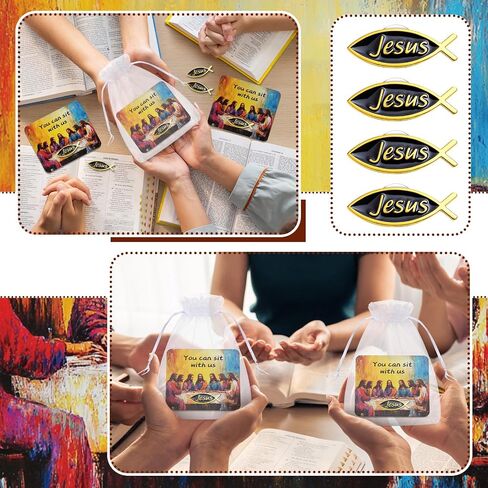 Honoson 24 Packs Jesus Fish Christian Lapel Pin Religious Jesus Fish Enamel Pins with Card for Christian Theme Sunday School VBS Church Gatherings Bible Study Groups Supply in Saudi Arabia
