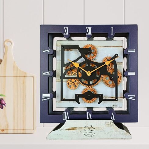 Desk Clock 10 Inches with Real Moving Gear Square Convertible Into Wall Clock (Desert Beige) in Saudi Arabia