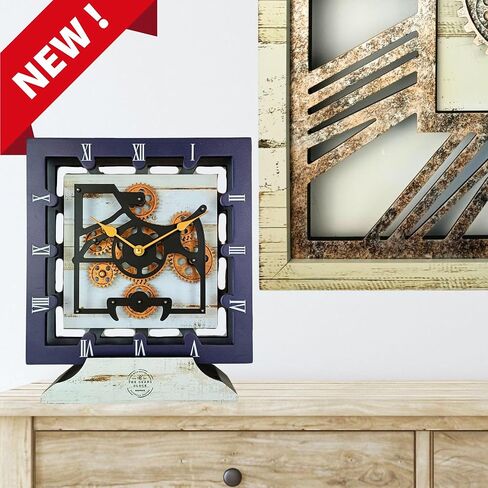 Desk Clock 10 Inches with Real Moving Gear Square Convertible Into Wall Clock (Desert Beige) in Saudi Arabia