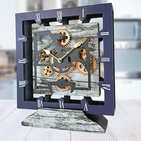 Desk Clock 10 Inches with Real Moving Gear Square Convertible Into Wall Clock (Desert Beige) in Saudi Arabia