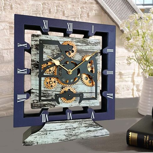 Desk Clock 10 Inches with Real Moving Gear Square Convertible Into Wall Clock (Desert Beige) in Saudi Arabia