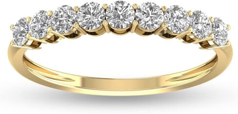 المجوهرات الكلاسيكية الخالدة للنساء 1/2-1 قيراط TW 9 Stone Natural Diamond Band باللون الأبيض والأصفر الذهب - الفرقة للمشاركة ، الزفاف ، الذكرى السنوية in Kuwait